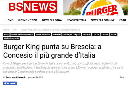 BS NEWS Burger King punta su Brescia: a Concesio il più grande d’Italia