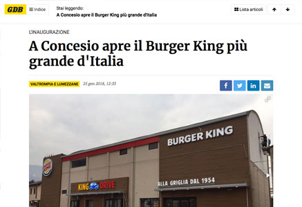 Giornale di Brescia a Concesio apre il Burger King più grande d'Italia